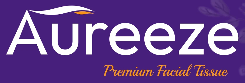 Aureeze reversed logo in white on deep purple
