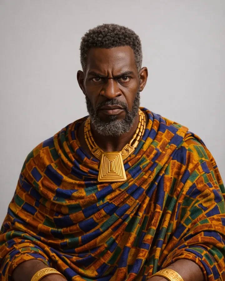 Elder Takyi, stern, with a gold pectoral