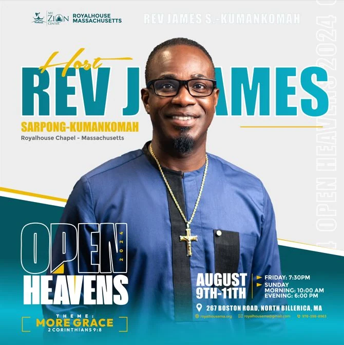Host poster for Rev James Sarpong-Kumankomah