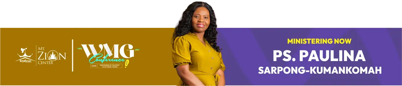 Ministering Now lower-third for Ps. Paulina Sarpong-Kumankomah
