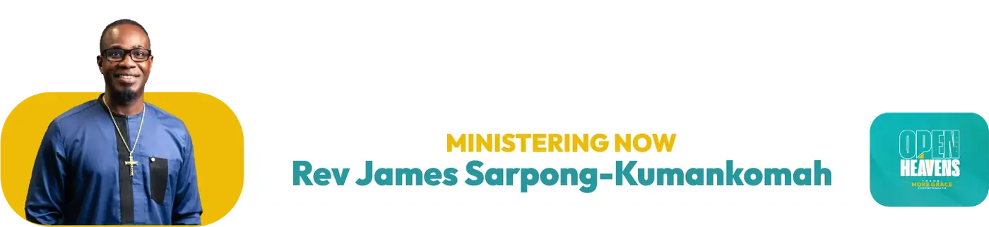 Ministering Now lower-third for Rev James Sarpong-Kumankomah
