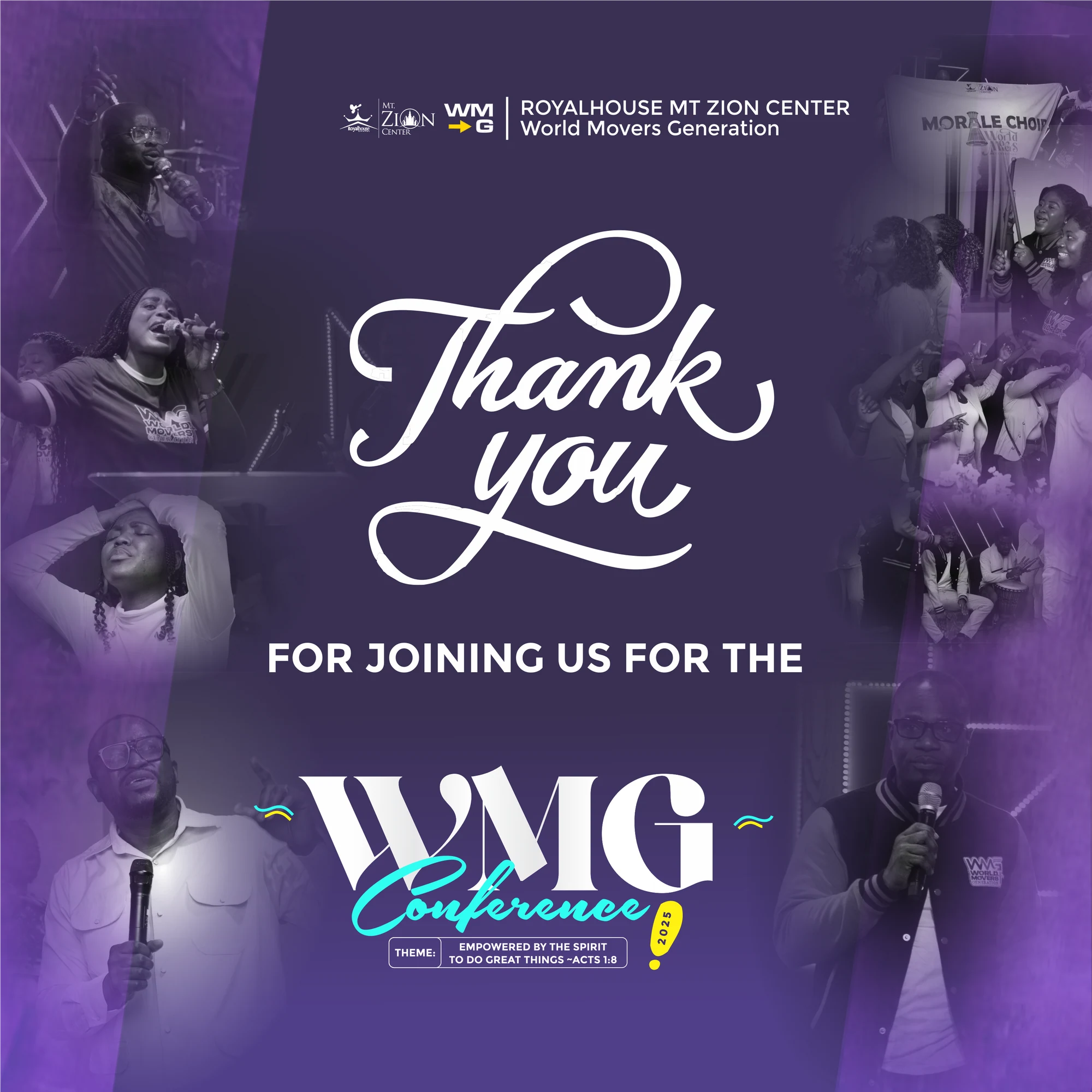 Thank you for joining us graphic for WMG Conference 2025, framed by black-and-white photos from the event